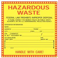 5AH44 Hazardous Waste Label, 6 In. H, PK 50