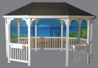 5AZA9 Gazebo, Oval, 9 ft. H, White Vinyl
