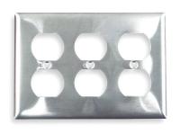 5C230 Plate, Wall, 3 Gang, Silver