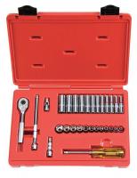 5C857 Socket Set, Metric, Deep, 1/4Dr, 29 Pc