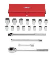 5C910 Socket Set, Metric, Std, 3/4Dr, 19 Pc