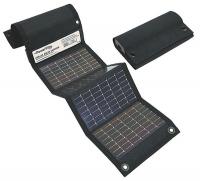 5CFY2 Solar Charger, Foldable, AA/USB, Blk, 24x5.5