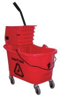 5CJH7 Mop Bucket and Wringer, Red, Side Press