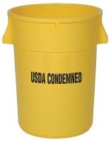 5DMU4 Round Container, 44 Gal, 24 In, Yellow