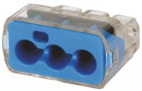 5VYJ7 Push-In Connector, 3-Port, Blue, PK 150