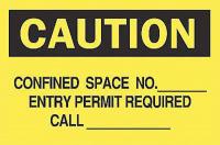 5GH82 Caution Sign, 7 x 10In, BK/YEL, ENG, Text