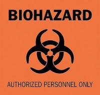 5GK27 Biohazard Sign, 7 x 10In, BK/ORN, SURF