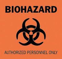 5GK28 Biohazard Sign, 10 x 14In, BK/ORN, SURF