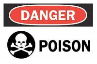 5GL44 Danger Sign, 7 x 10In, R and BK/WHT, Poison