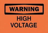 5GN50 Warning Sign, 10 x 14In, BK/ORN, HV, ENG, HV