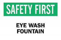 5GP28 Eye Wash Sign, 10 x 14In, GRN and BK/WHT