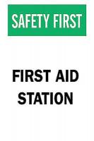 5GP31 First Aid Sign, 10 x 7In, GRN and BK/WHT