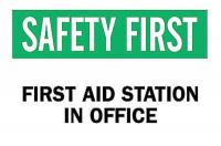 5GP34 First Aid Sign, 10 x 14In, GRN and BK/WHT