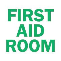 5GP53 First Aid Sign, 7 x 10In, GRN/WHT, ENG, Text