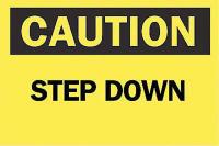 5GV29 Caution Sign, 10 x 14In, BK/YEL, Step DN