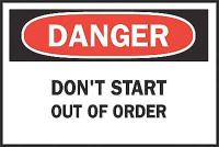 5GV68 Danger Sign, 10 x 14In, R and BK/WHT, ENG
