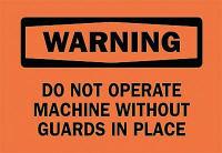 5GW71 Warning Sign, 7 x 10In, BK/ORN, ENG, Text