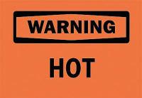 5GW76 Warning Sign, 10 x 14In, BK/ORN, Hot, ENG