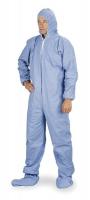 5HH32 FR Coverall w/Hood/Socks, Blue, XL, PK12