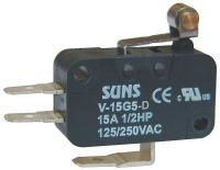5JEC5 Mini Swch, 15A, 1 NO, 1 NC, Roller Lever