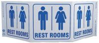 5JMU9 Restroom Sign, 7-1/2 x 20In, BL/WHT, ENG