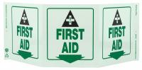 5JMU3 First Aid Sign, 7 1/2 x 20In, GRN/WHT, ENG