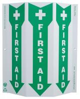 5JMU4 First Aid Sign, 12 x 9In, GRN/WHT, ENG