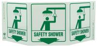 5JMW5 Safety Shower Sign, 7-1/2 x 20In, GRN/WHT