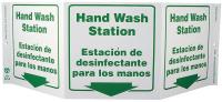 5JMW8 Hand Wash Sign, 7-1/2 x 20In, GRN/WHT