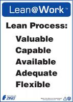 5JNE8 Lean Processes Sign, 14 x 10In, ENG, Text