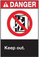 5KK76 Danger Sign, 10 x 7In, R and BK/WHT, ENG