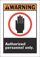 5KL02 Warning Sign, 14 x 10In, ORN, BK and R/WHT