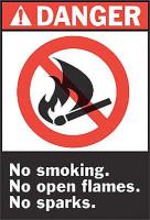 5KL39 Danger No Smoking Sign, 10 x 7In, ENG, SURF