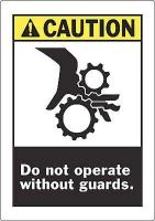 5KL91 Caution Sign, 10 x 7In, YEL and BK/WHT, ENG