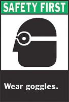 5KL96 Warning Sign, 14 x 10In, BK and GRN/WHT