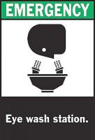 5KN11 Eye Wash Sign, 10 x 7In, GRN and BK/WHT