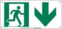 5KNC0 Fire Exit Sign, 7 x 15In, GRN/WHT, SYM, SURF