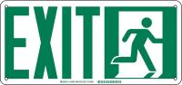 5KND1 Fire Exit Sign, 7 x 15In, GRN/WHT, Exit, ENG