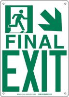 5KNE5 Fire Exit Sign, 14 x 10In, GRN/WHT, ENG