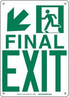 5KNE2 Fire Exit Sign, 14 x 10In, GRN/WHT, ENG