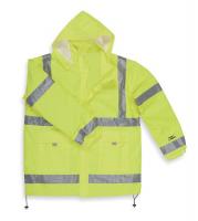 5KU21 Rain Jacket w/Hood, Hi-Vis Ylw/Green, XL