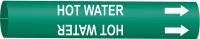 5LGE6 Pipe Marker, Hot Water, Grn, 6 to 7-7/8 In