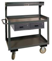 5LVH2 Steel Cart, 1200 Lbs, 3 Shelves, 2 Drawer