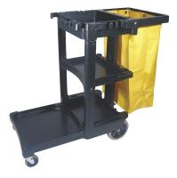 5M880 Janitor Cart, Black, 1 Shelf, 38-3/8 In. H