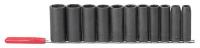5MLW4 Impact Socket Set, SAE, Deep, 1/2Dr, 11pc