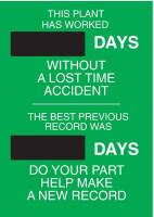 5MZ59 Safety Record Signs, 28 x 20In, STL, ENG