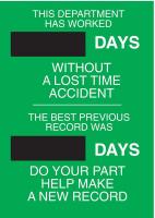 5MZ60 Safety Record Signs, 28 x 20In, STL, ENG