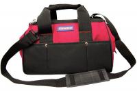 5MZJ3 Wide Mouth Tool Bag, 23 Pkt, Red/Blk