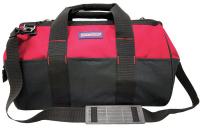 5MZJ6 Wide Mouth Tool Bag, 22 Pkt, Red/Blk