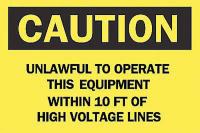 5N507 Caution Sign, 7 x 10In, BK/YEL, ENG, Text, HV